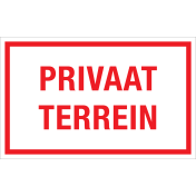 Bord Privaat Terrein - wit tekstbord met rode tekst