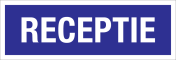 Bord Receptie - blauw met witte tekst