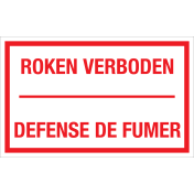 Bord Roken Verboden - 2 talen NL en FR - wit tekstbord met rode tekst