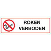 Bord met pictogram en tekst Roken verboden