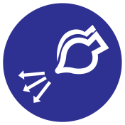 Blauw bord met pictogram voor het aanduiden start luchttoevoer