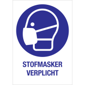 Bord met pictogram en tekst om aan te duiden dat het dragen van een stofmasker of mondkapje verplicht is - ISO7010 - M016