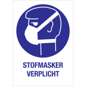 Bord met pictogram en tekst voor aanduiding mondmasker verplicht