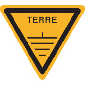 Bord met pictogram en tekst "Terre"