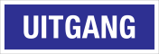 Bord uitgang - blauw met witte tekst