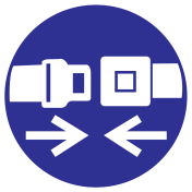 Blauw bord met pictogram om aan te duiden dat het vastmaken van de veiligheidsgordel verplicht is - ISO7010 - M020