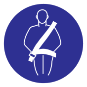 Blauw bord met pictogram om aan te duiden dat een veiligheidsgordel verplicht is