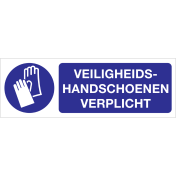 Bord met pictogram en tekst om aan te duiden dat veiligheidshandschoenen verplicht zijn