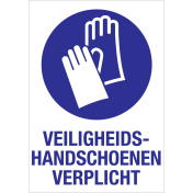 Bord met pictogram en tekst om aan te duiden dat het dragen van veiligheidshandschoenen verplicht is - ISO7010 - M009