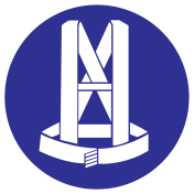 Blauw bord met pictogram om aan te duiden dat een veiligheidsgordel verplicht is