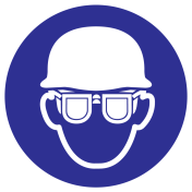 Bord Helm en gehoorbescherming verplicht ISO7010