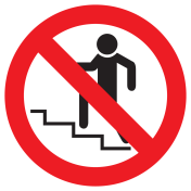 Bord met pictogram verboden trap op te lopen