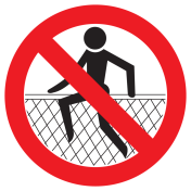 Bord met pictogram verboden over het hek te klimmen
