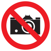 Bord met pictogram fotograferen verboden