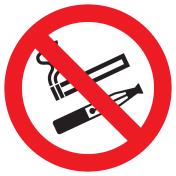 Bord met pictogram roken en e-sigaret verboden