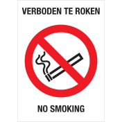 Bord met pictogram roken verboden / no smoking
