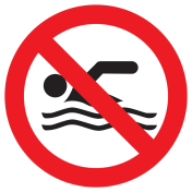 Bord met pictogram zwemmen verboden ISO7010 - P049