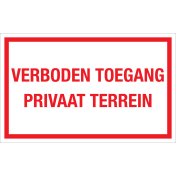 Bord Verboden Toegang Privaat Terrein - wit met rode tekst