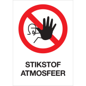 Bord met pictogram en tekst stikstof atmosfeer