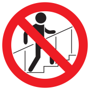 Bord met pictogram verboden te trap te gebruiken