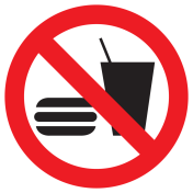 Bord met pictogram eten en drinken verboden