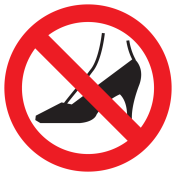 Bord met pictogram naaldhakken verboden