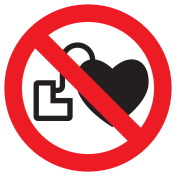 Bord met pictogram pacemakers verboden