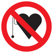 Bord met pictogram pacemakers verboden