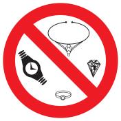 Bord met pictogram sieraden verboden