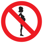 Bord met pictogram verboden voor zwangeren