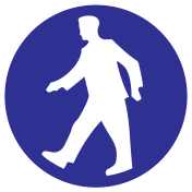 Blauw bord met pictogram om aan te duiden dat doorgang toegestaan is