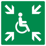 Bord met pictogram verzamelplaats mindervaliden ISO 7010