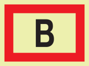 Fotoluminescerend bord met pictogram B voor de voedingsaansluiting van een droge blusleiding NEN 1594