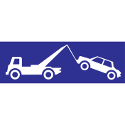 Blauw bord met pictogram voor aanduiden wegsleepregeling