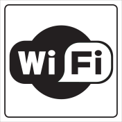 Wit bord met pictogram om een ruimte te aan te duiden met wifi
