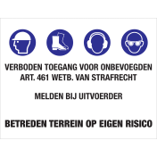 Bouwplaats Sticker - Verboden Toegang voor Onbevoegden - Melden bij Uitvoerder