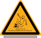 Gevarendriehoek met pictogram waarschuwing "Gladheid" (Aluminium)