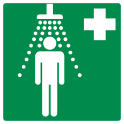 Dubbelzijdig bord met pictogram nooddouche