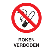 Dubbelzijdig bord met pictogram en tekst roken verboden