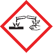 Ruitvorm sticker met pictogram "Bijtende Stoffen" - GHS 05