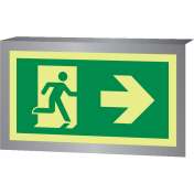 Haaks plafond bord fotoluminescerend nooduitgang links en rechts