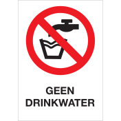 Geen drinkwater sticker, tekst en pictogram volgens ISO7010