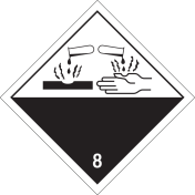 Gevaarsetiket Bijtende Stoffen 8 - sticker - ADR, ADN, IMO, IMDG, RID en IATA