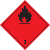Gevaarsetiket Brandbare Vloeistoffen 3 - sticker - ADR, ADN, IMO, IMDG, RID en IATA