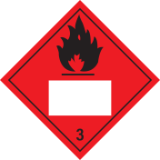 Gevaarsetiket Brandbare Vloeistoffen 3 - sticker met un nummer - ADR, ADN, IMO, IMDG, RID en IATA