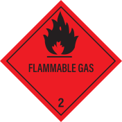 Gevaarsetiket flammable gas 2.1 - ADR, ADN, IMO, IMDG, RID en IATA