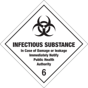 Gevaarsetiket Infectious Substance 6.2 - sticker - ADR, ADN, IMO, IMDG, RID en IATA