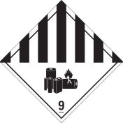 Gevaarsetiket Lithium Batterijen 9 - sticker - ADR, ADN, IMO, IMDG, RID en IATA