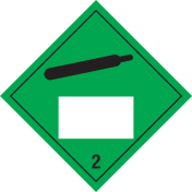 Gevaarsetiket Niet Brandbare, Niet giftige gassen 2.2 - sticker met un nummer - ADR, ADN, IMO, IMDG, RID en IATA
