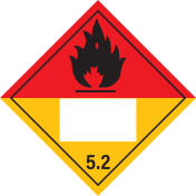 Gevaarsetiket Organische Peroxiden 5.2 - sticker met un nummer - ADR, ADN, IMO, IMDG, RID en IATA